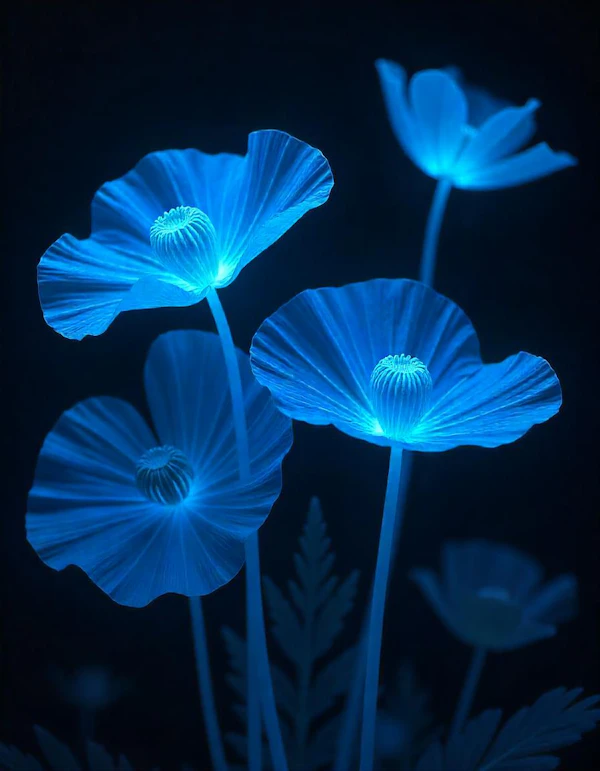 Glowing Blue Flowers