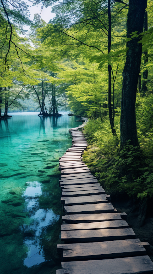 Tranquil Turquoise Waterside Pathway