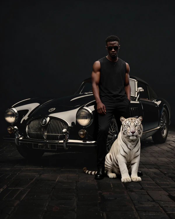 Man and Tiger with Car