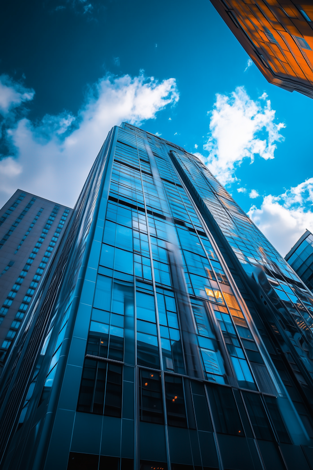 Modern Skyscraper Against Blue Sky