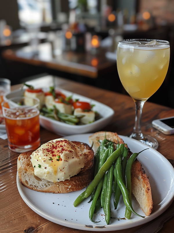 Elegant Restaurant Dining Setup with Eggs Benedict