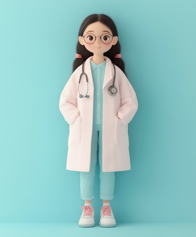 Friendly Young Female Doctor Cartoon