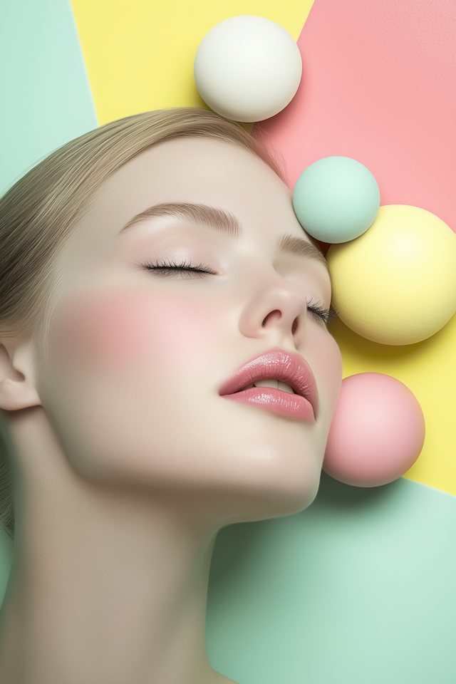 Serene Contemplation with Pastel Spheres