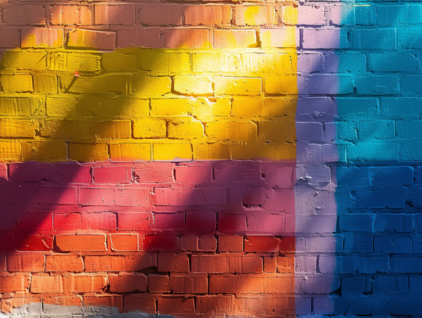 Colorful Gradient Painted Brick Wall