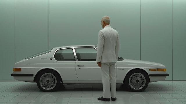 Man with Vintage Car