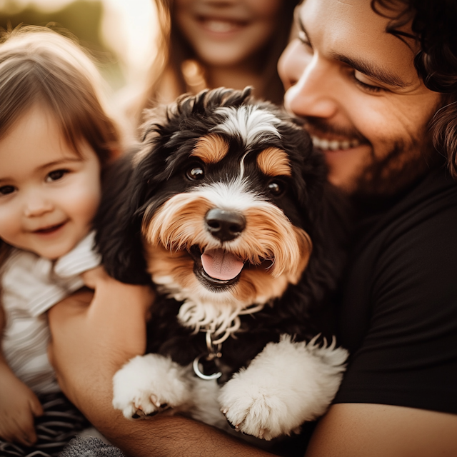 Joyful Family Scene with Dog