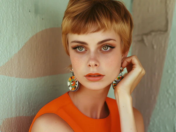 Young Woman with Hazel Eyes and Chic Bob Cut