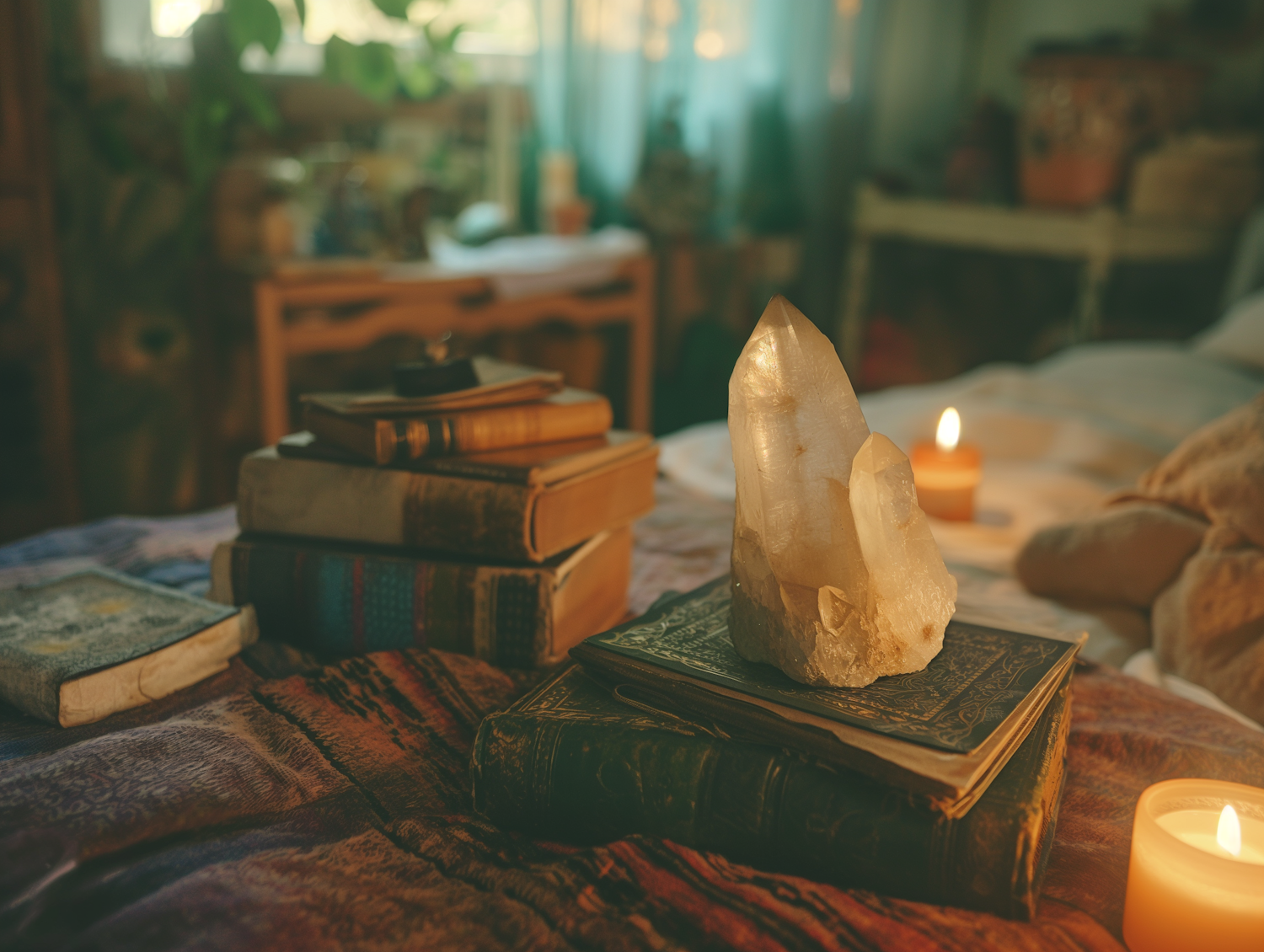 Tranquil Crystal and Book Tableau