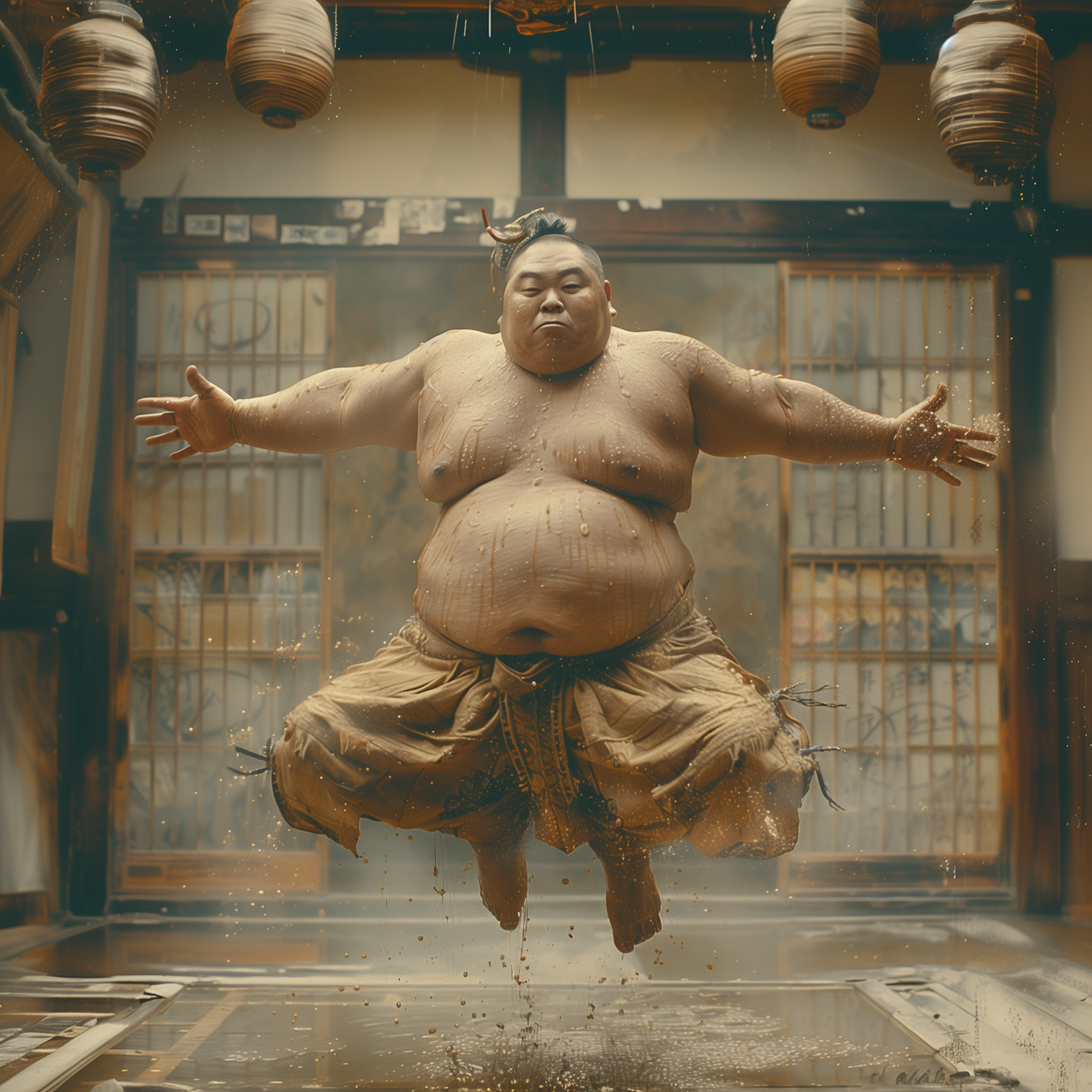 Stylized Sumo Wrestler in Dynamic Pose