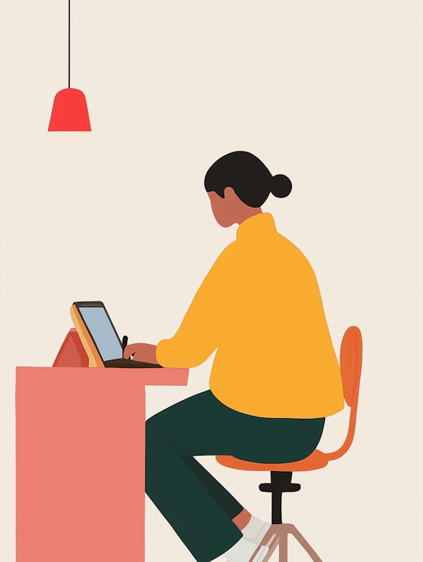 Modern Minimalist Working Woman Illustration