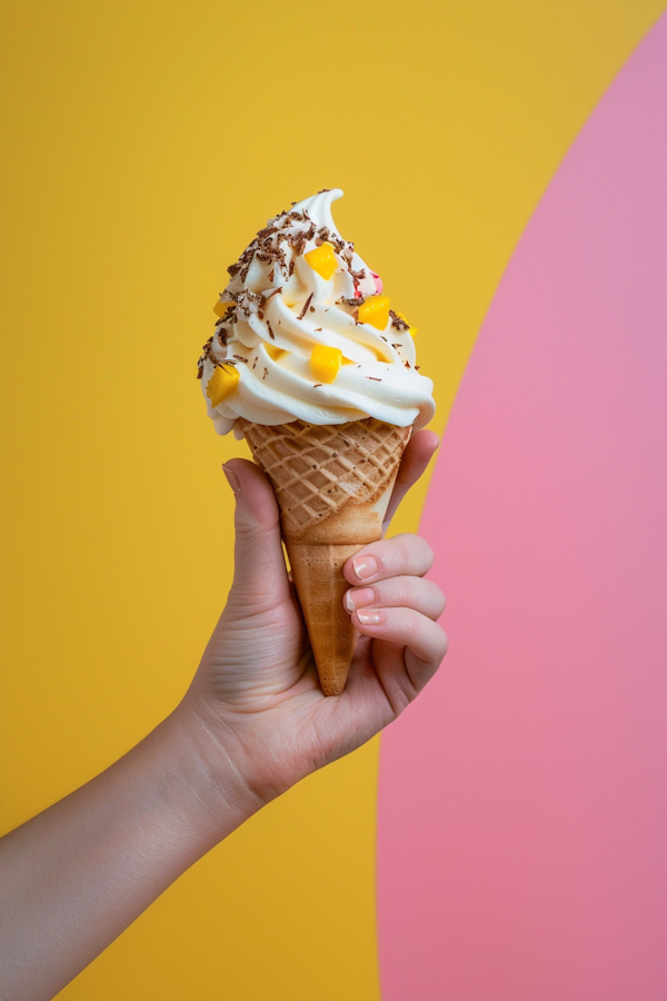 Stylish Hand Holding Decorative Ice Cream Cone