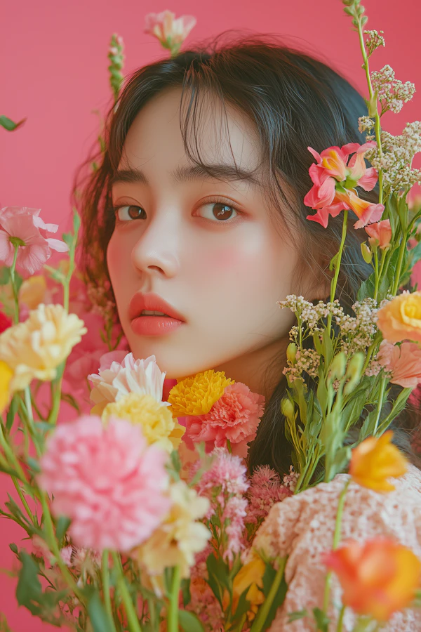 Woman with Vibrant Flowers