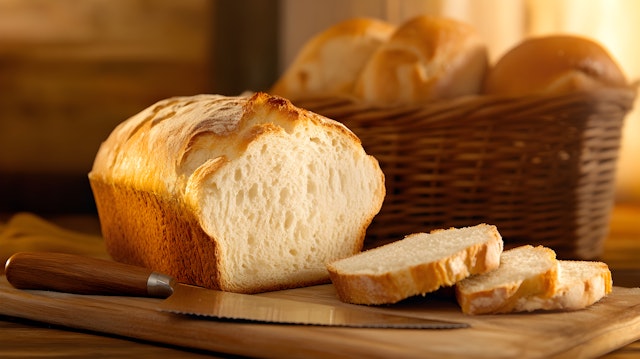 Freshly Baked Bread on Wooden Cutting Board