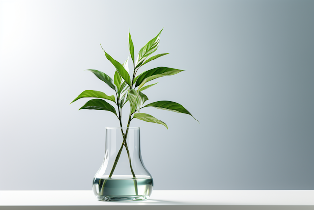 Contemporary Elegance: Fresh Pothos in a Bulbous Glass Vase