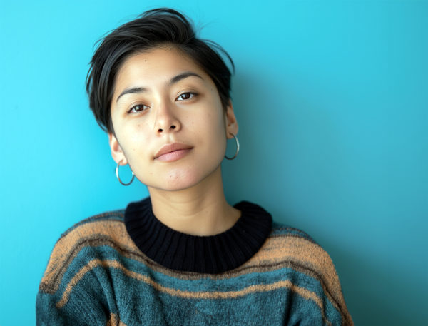 Serene Woman with Hoop Earrings