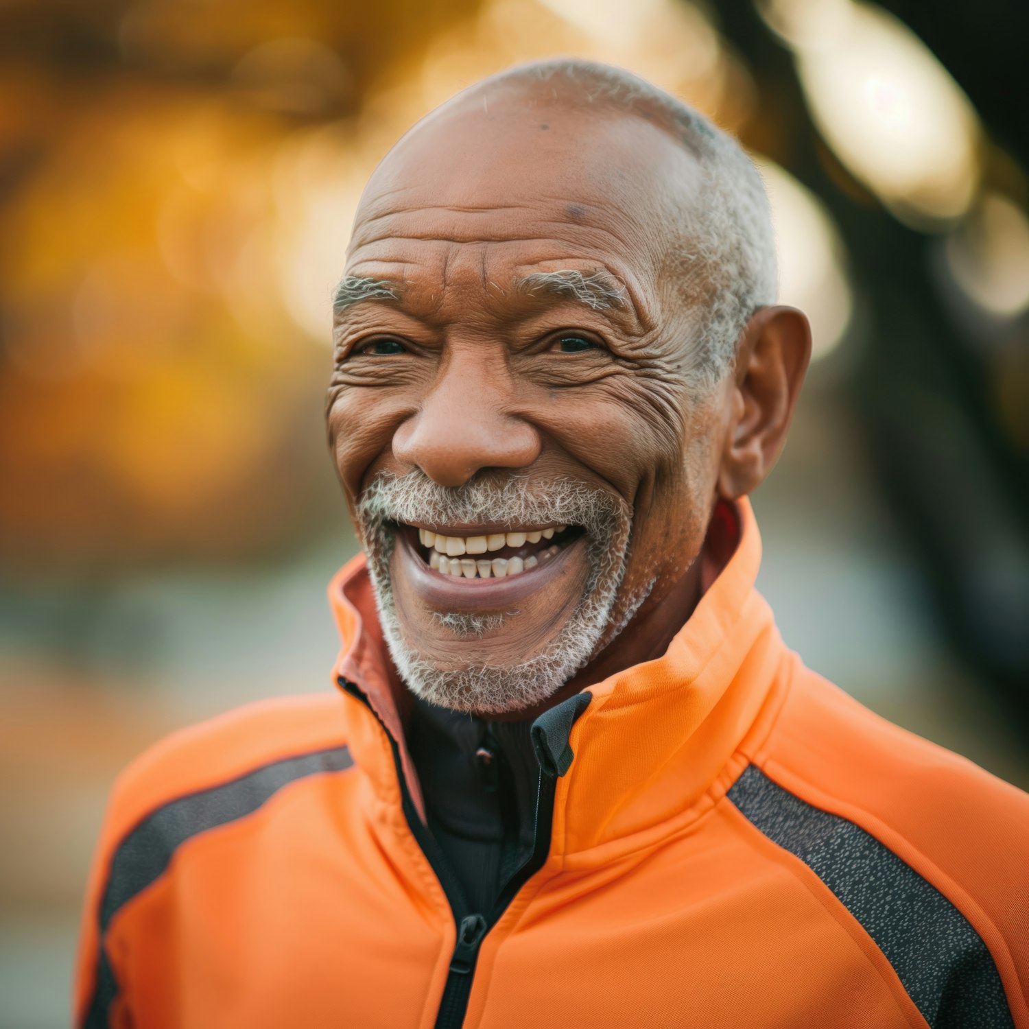 Elderly Man in Orange Jacket