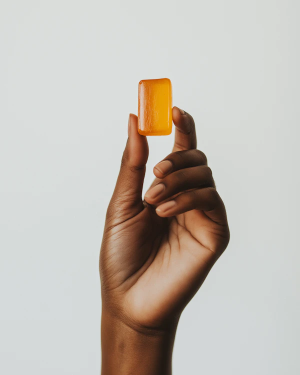 Hand Holding Orange Object