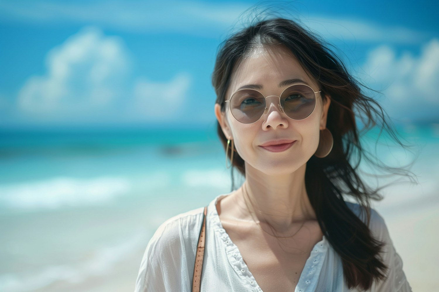 Woman Enjoying a Peaceful Day at the Beach