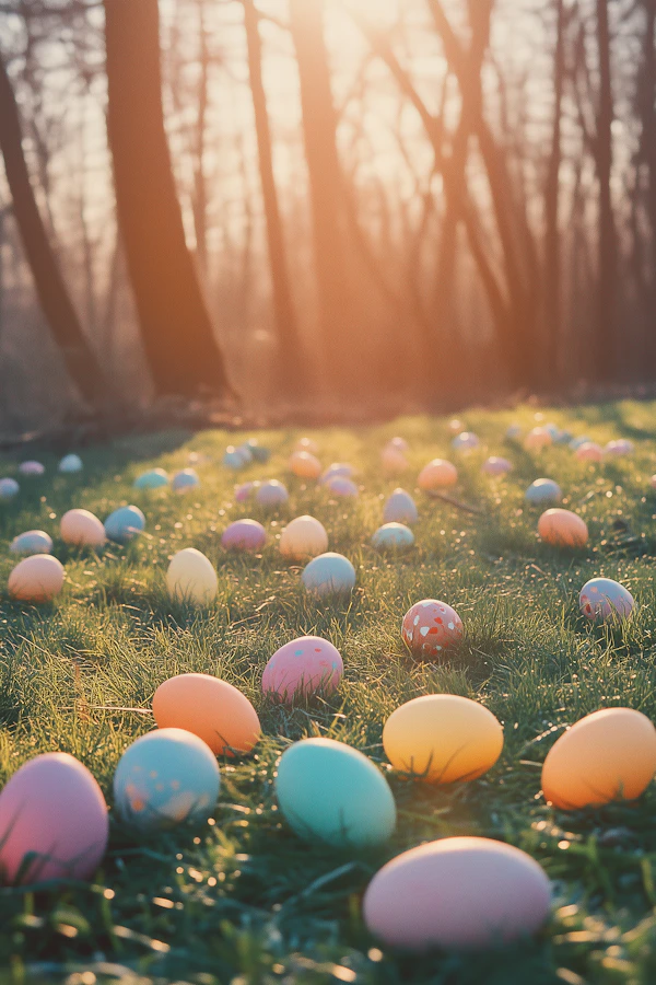 Easter Egg Hunt in a Serene Field