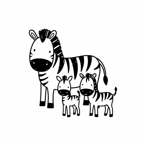 Zebra Family Illustration