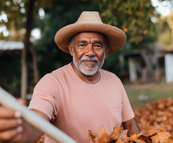 Man in Autumn Leaves