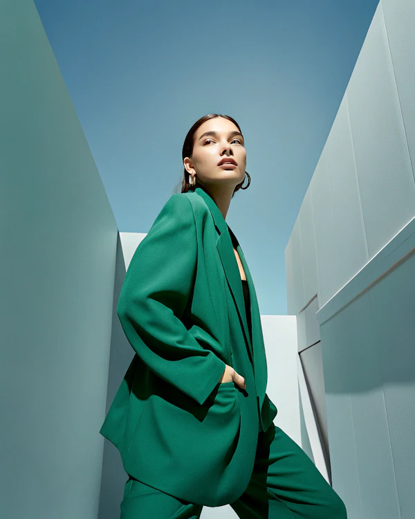 Woman in Green Suit