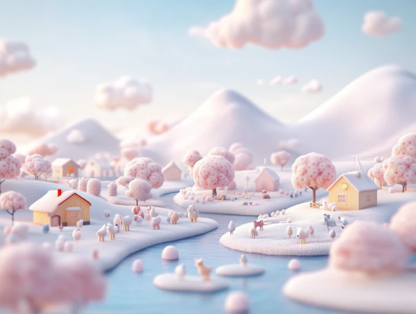 Pastel Winter Village