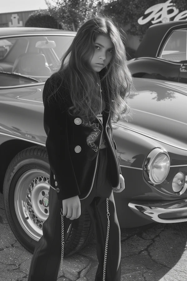 Vintage Car and Stylish Girl