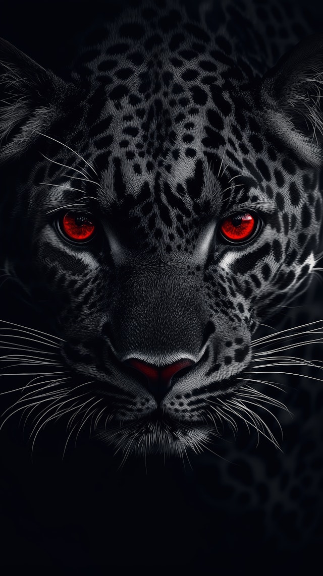 Leopard Close-Up with Red Eyes