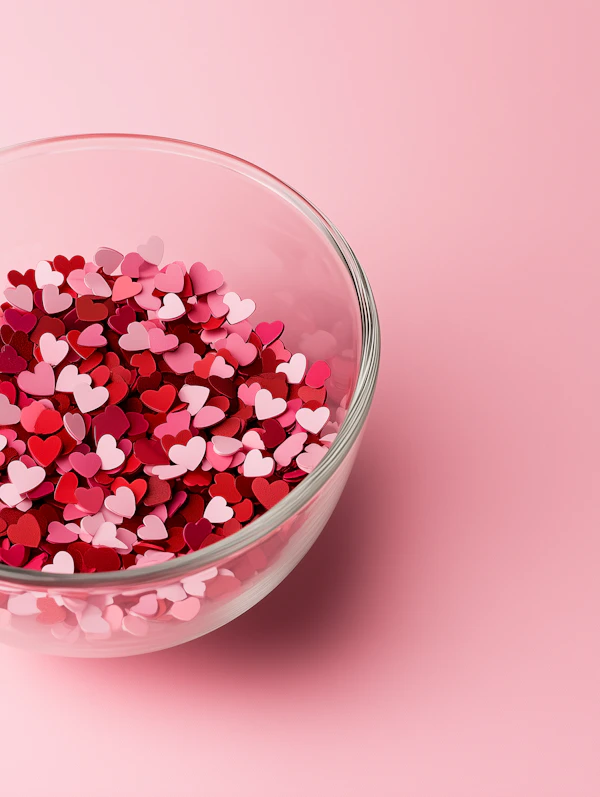 Heart Cutouts in Glass Bowl