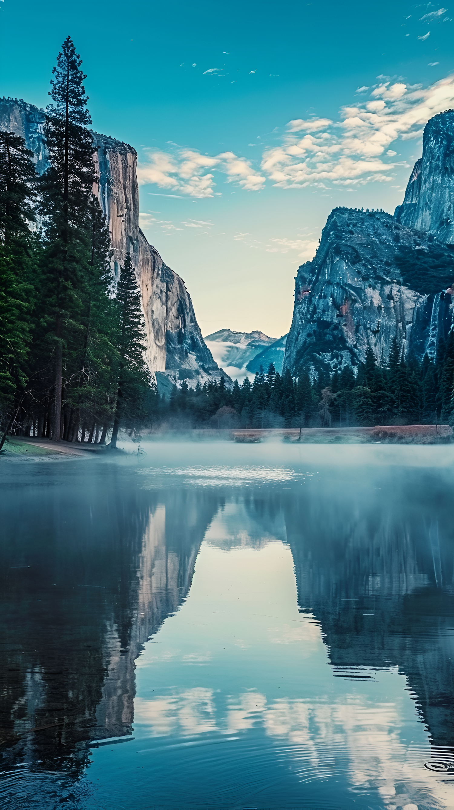 Serene Landscape with Cliffs and Water