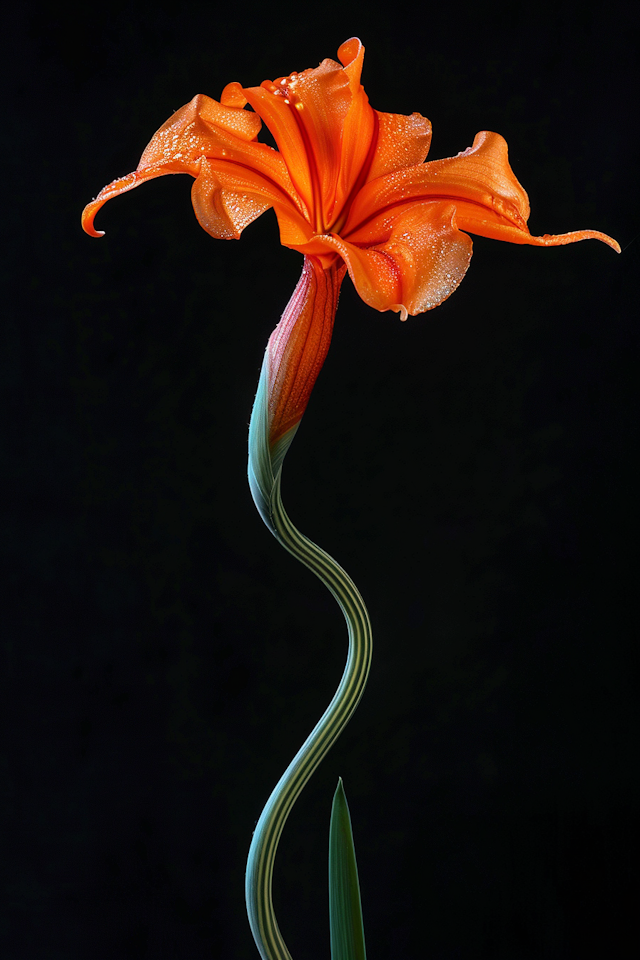 Striking Orange Lily with Water Droplets