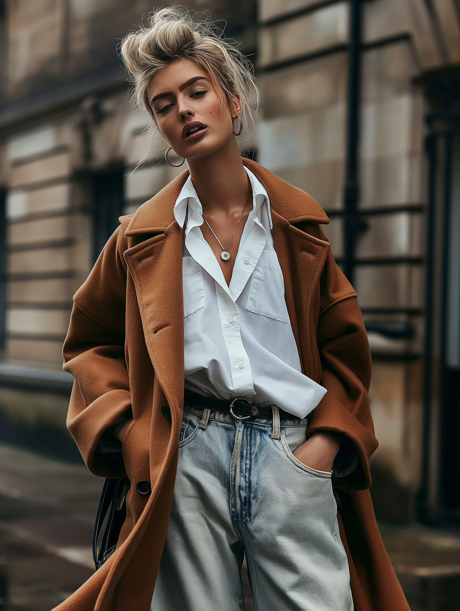 Stylish Young Woman in Urban Setting