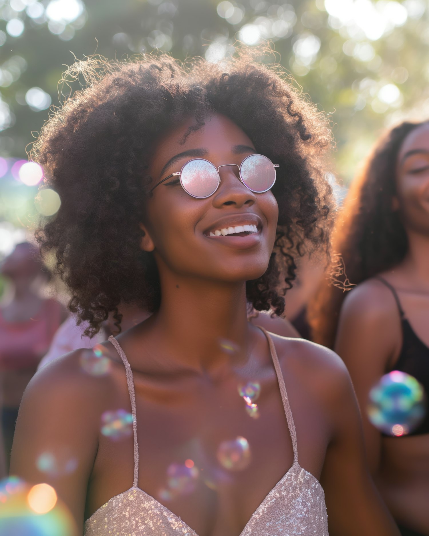 Joyful Woman with Bubbles