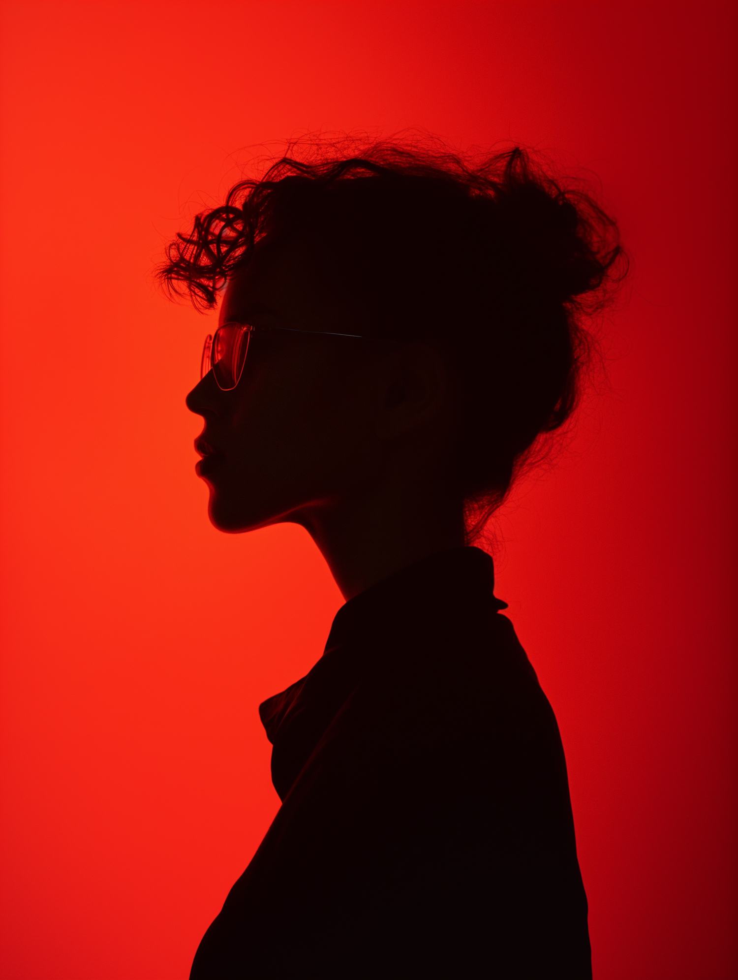 Crimson Contemplation: The Silhouette Profile