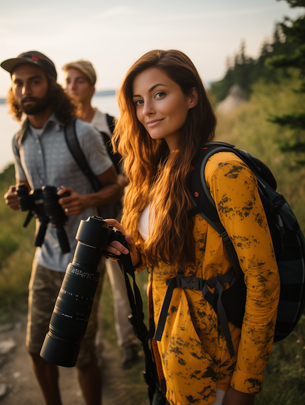 Yellow Jacket Photographer with Hiking Companions