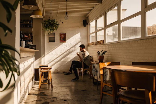 Contemplative Solitude in a Serene Café