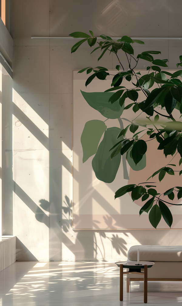 Serene Minimalist Interior with Plant