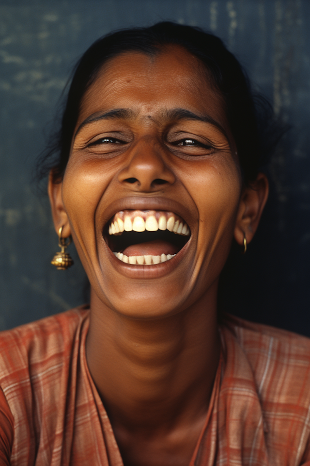 Joyful Laughter - Close-Up Portrait of a Woman