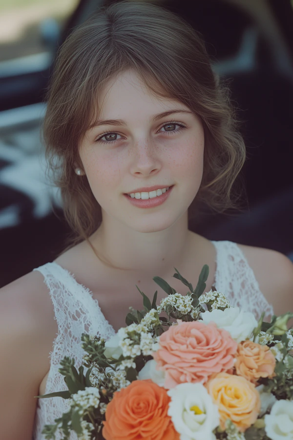 Woman with Floral Bouquet