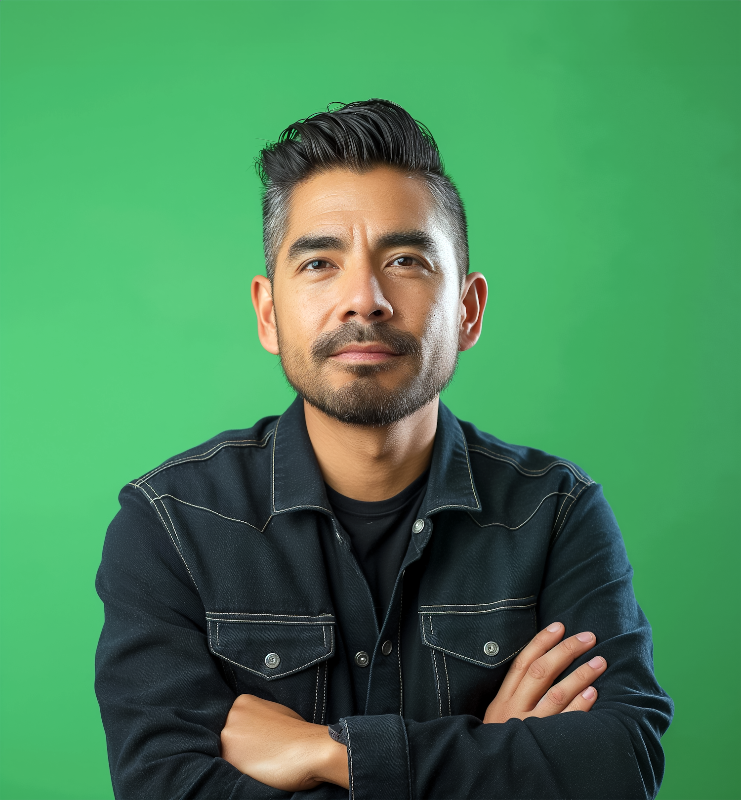 Confident Man Against Green Background