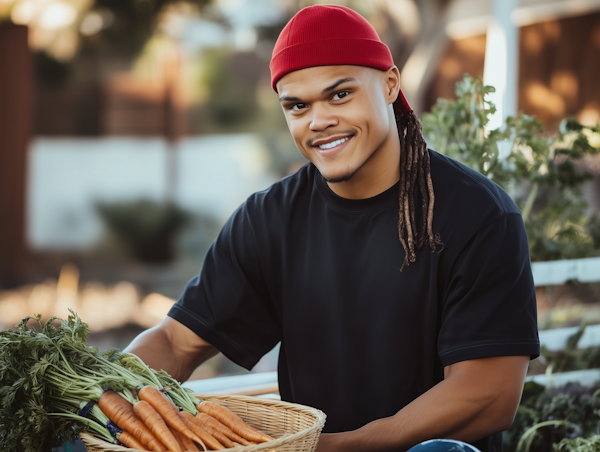 Young Man with Harvested Carrots