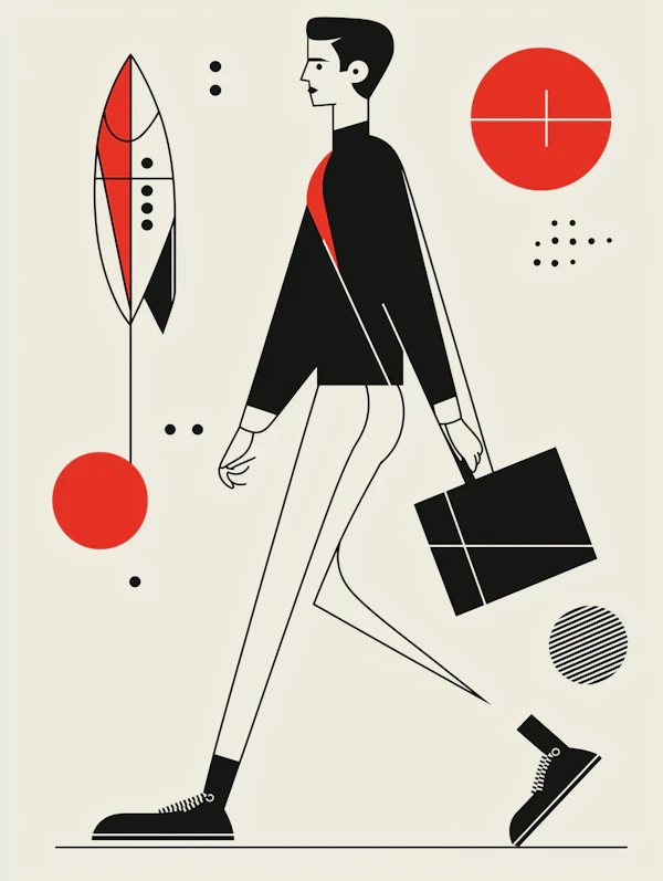 Minimalist Walking Person Illustration