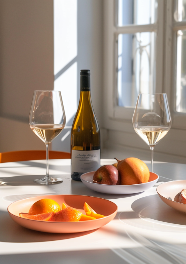 Serene Still Life with Wine and Fruit