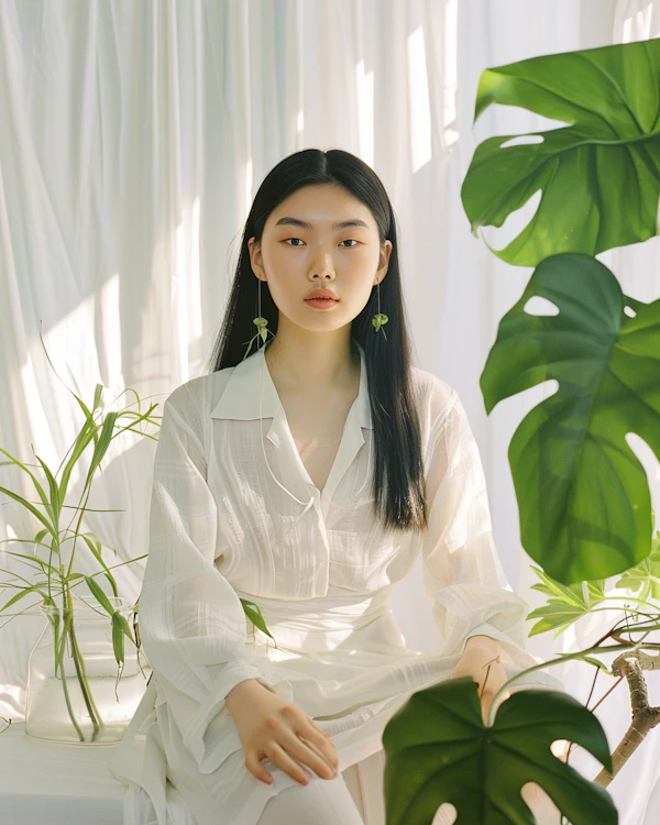 Serene Woman Amidst Greenery