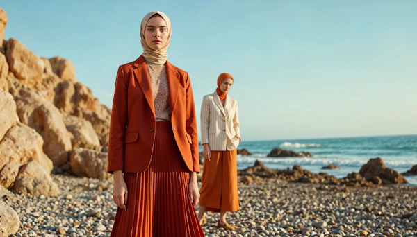 Women on Rocky Beach