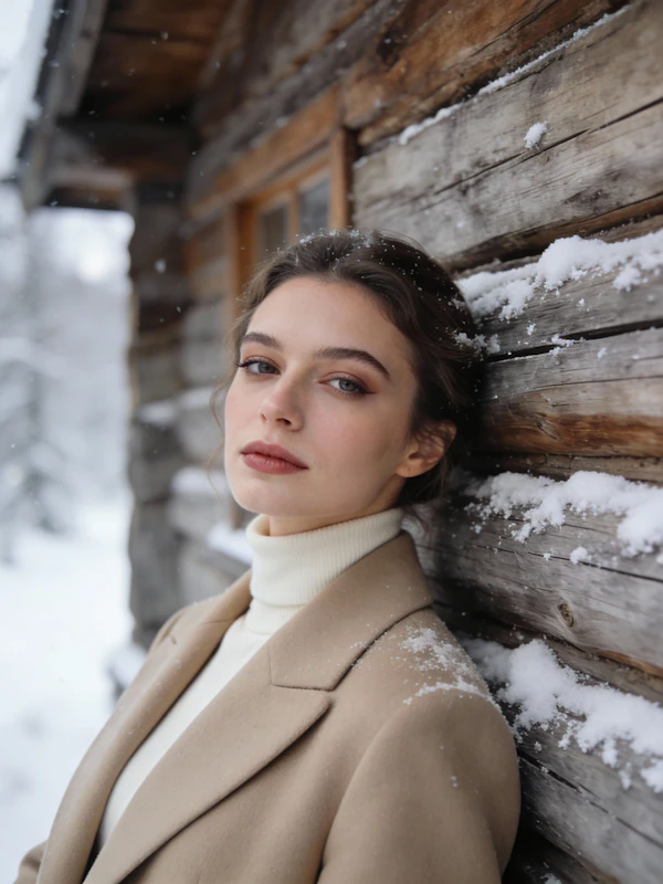 Snowy Cabin Portrait