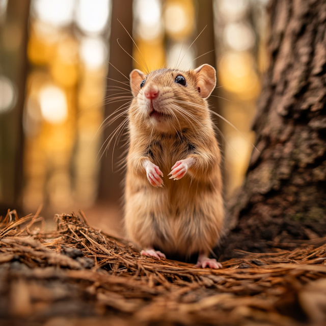 Curious Rodent in Autumn Forest