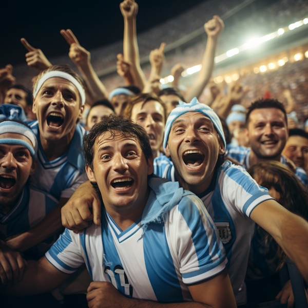 Argentinian Fans Celebrating Victory at Night