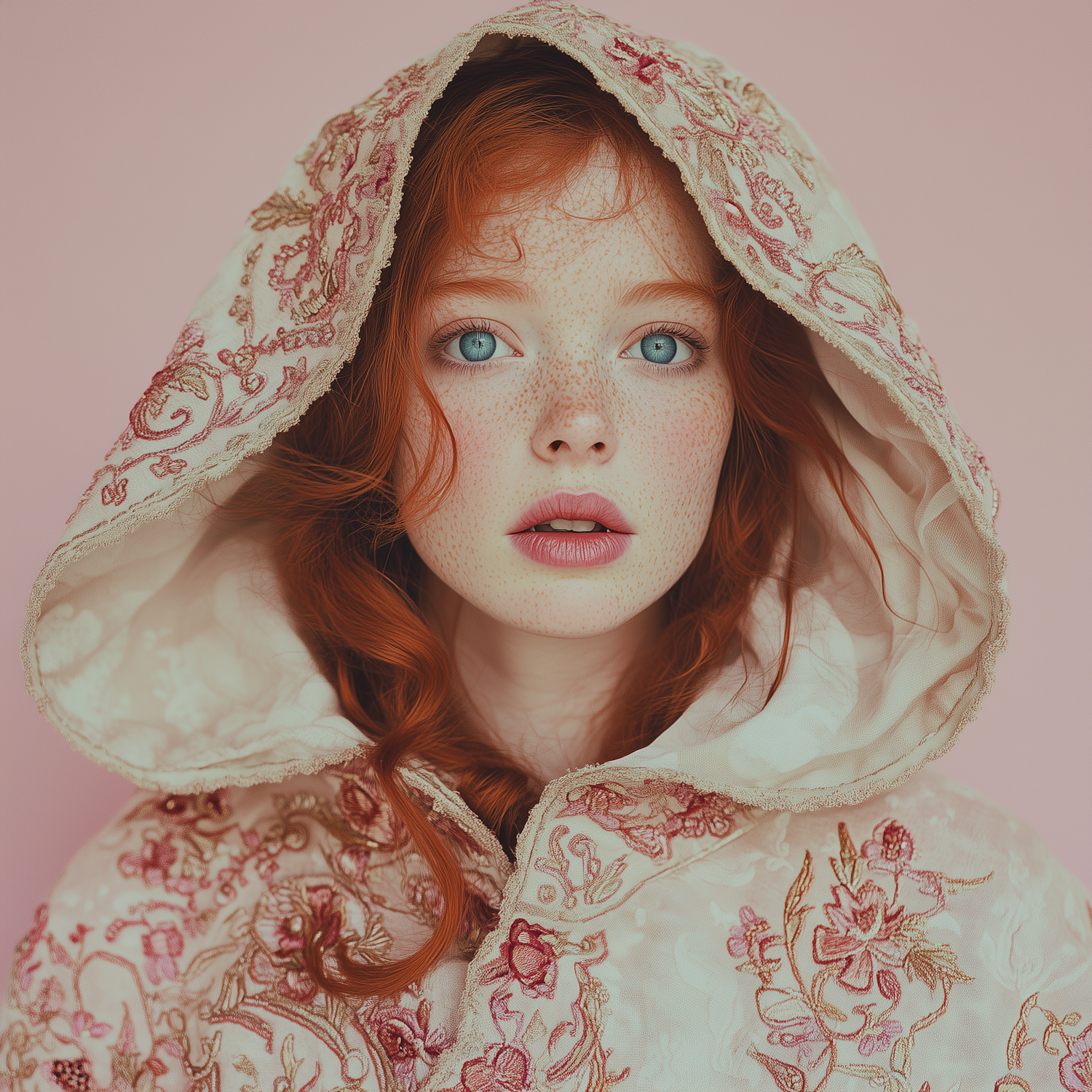 Young Girl with Embroidered Hood